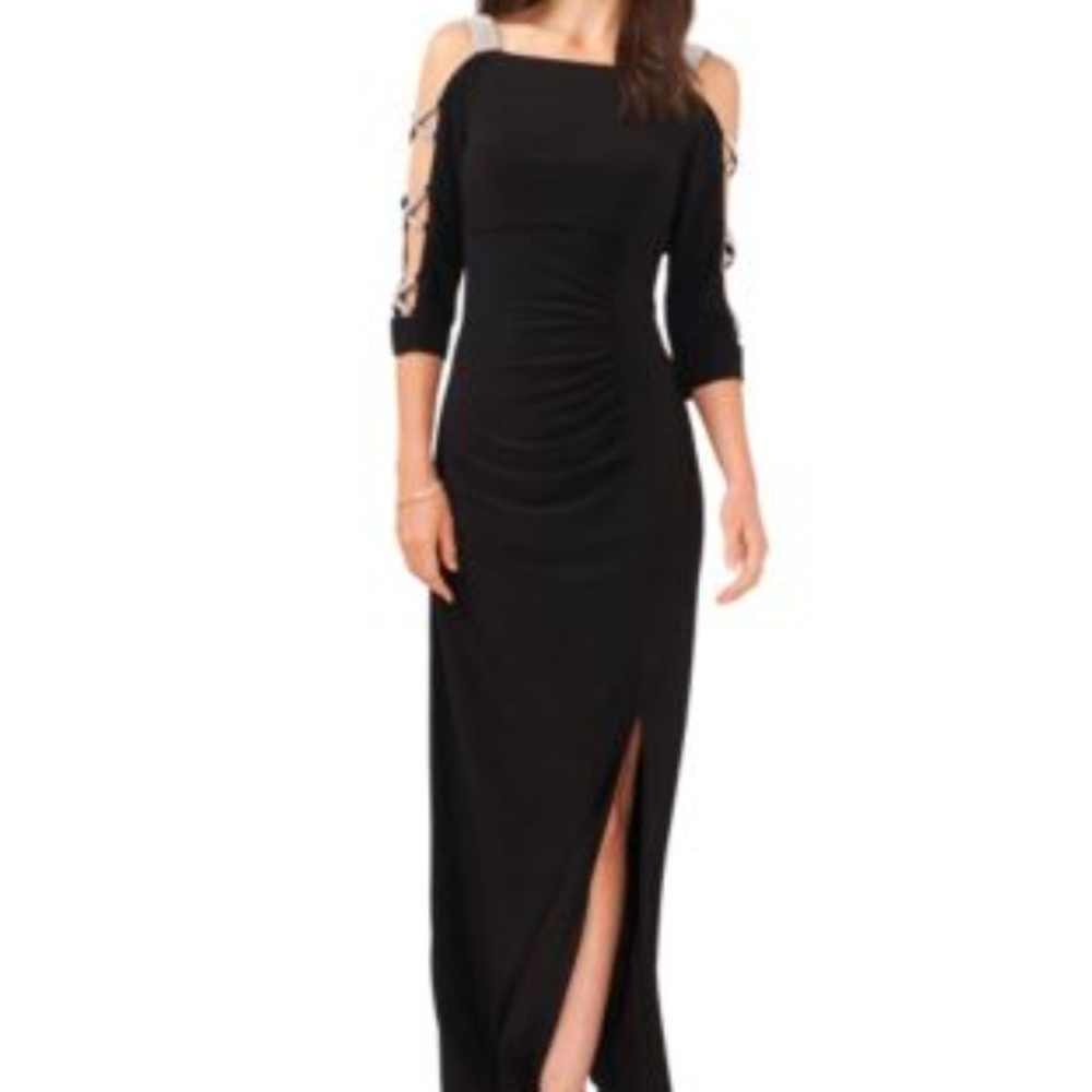 MSK Black Cold Shoulder Long Sleeve Dress